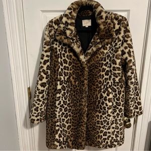 LOFT Faux Fur Leopard Print Coat. Excellent condition